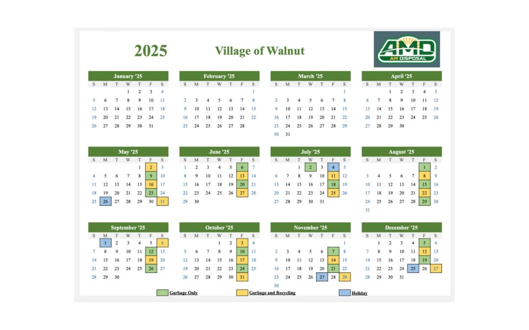 AMD Garbage and Recycling Pick-Up Schedule